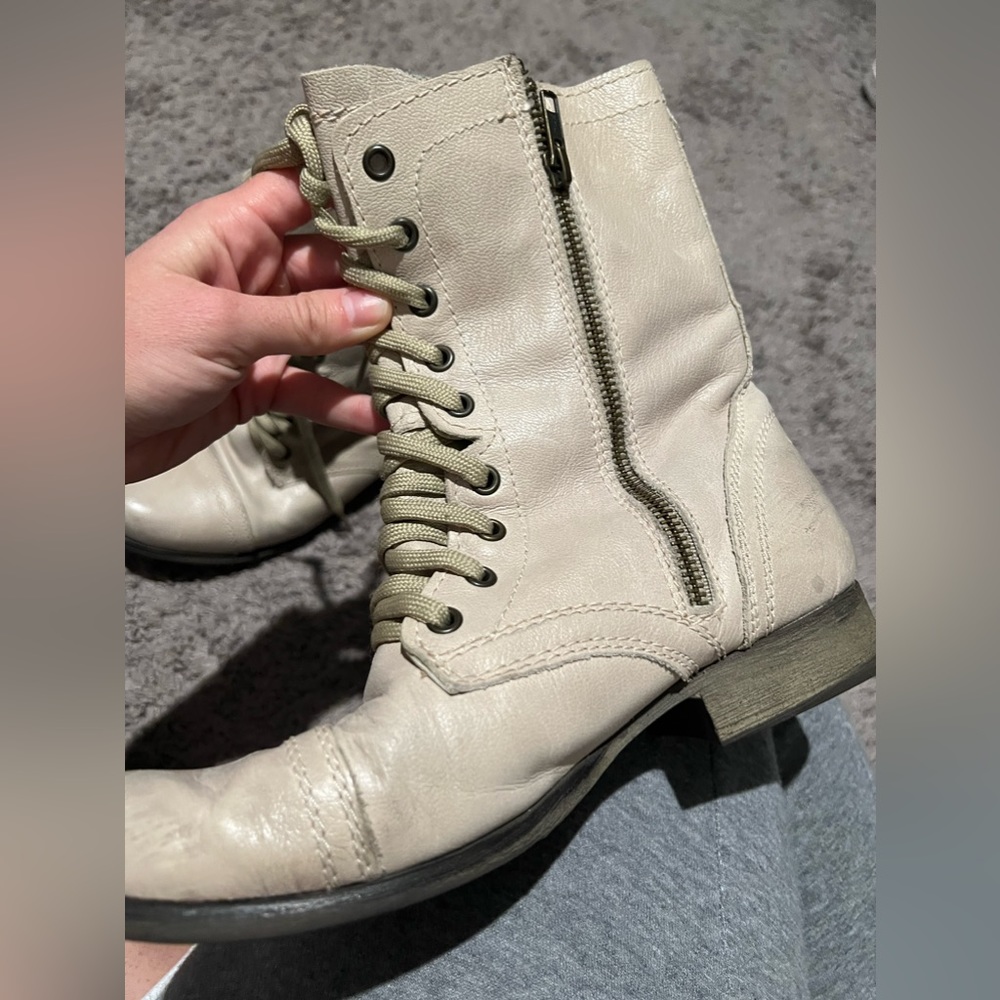 Steve Madden Ivory Combat Boots